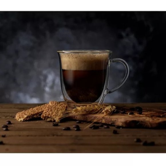 JOY JOLT Serene Double Wall Crystal Coffee Mugs, Set of 2 - Picture 1 of 4